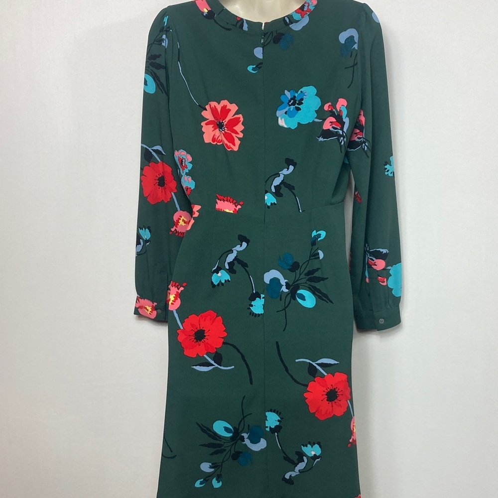 LOFT Dark Green Floral Long Sleeve Midi Dress 📦discounted $4.99 shipping - Picture 8 of 14